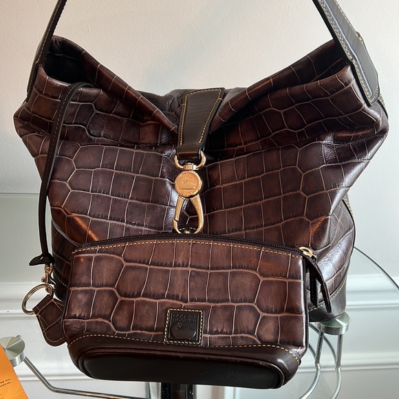 Dooney & Bourke Croco Embossed Leather Lily Shoulder Bag w/Logo Lock) - Picture 6 of 8